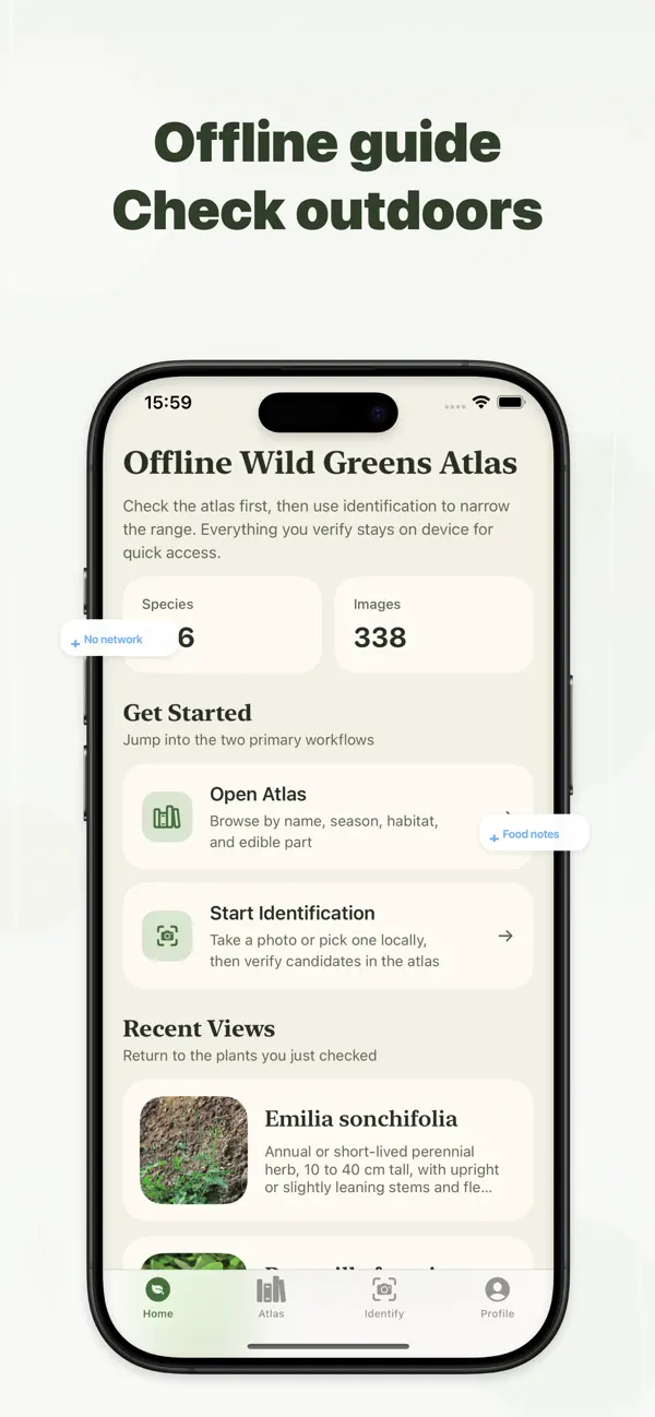 Wild Edibles Guide Offline: Offline wild edible field guide